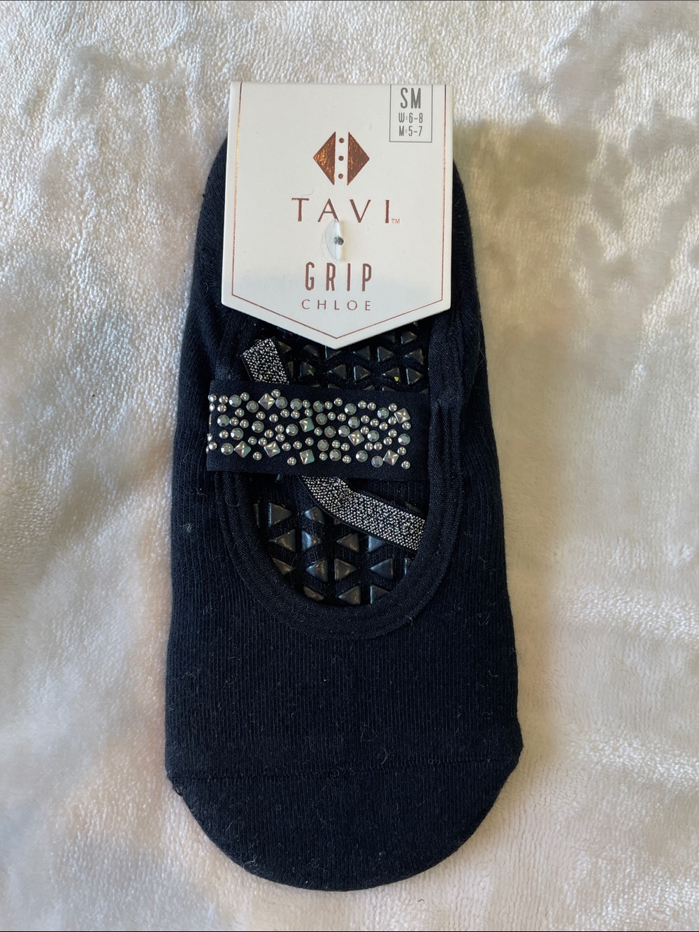 Tavi Grip Chloe No-Show Socks in Black